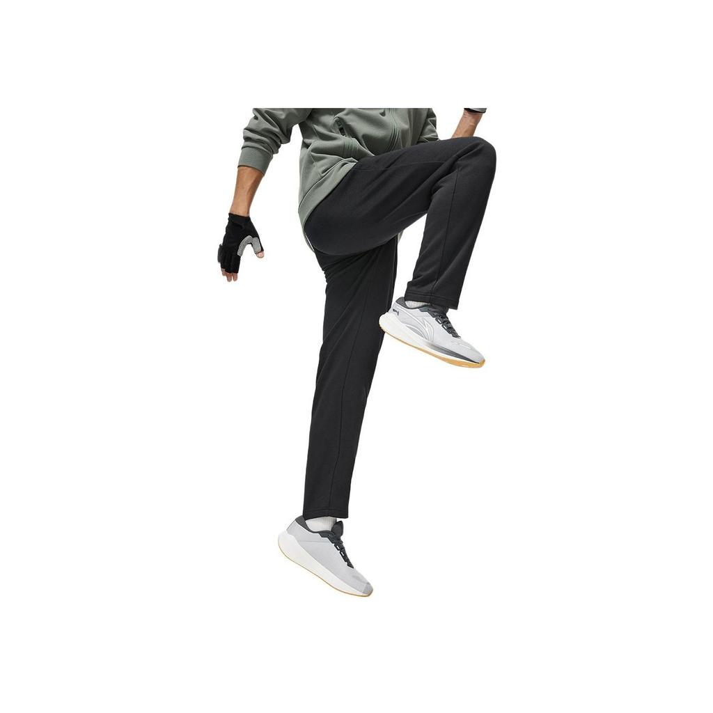 Мужские трикотажные спортивные брюки Li Ning Fitness Series, прямые, со средней талией, черные, AKLUC37-1