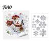 Durable Holiday Window Art 2Pcs Stained Glass Style Christmas Clings, Double?Sided Printed Xmas Static Stickers Decals, Snowman Santa Reindeer
