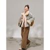 Zhang Daren's New Plus-Size Women's Clothing for Chubby Girls, Vintage Hong Kong Style Plush Denim Jacket and Flared Casual Pants Set