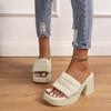 Elegant Women Platform Slippers Soft PU Leather Peep Toe Thick Sole Female Outdoors Non-slip Casual Beach Heels Sandals