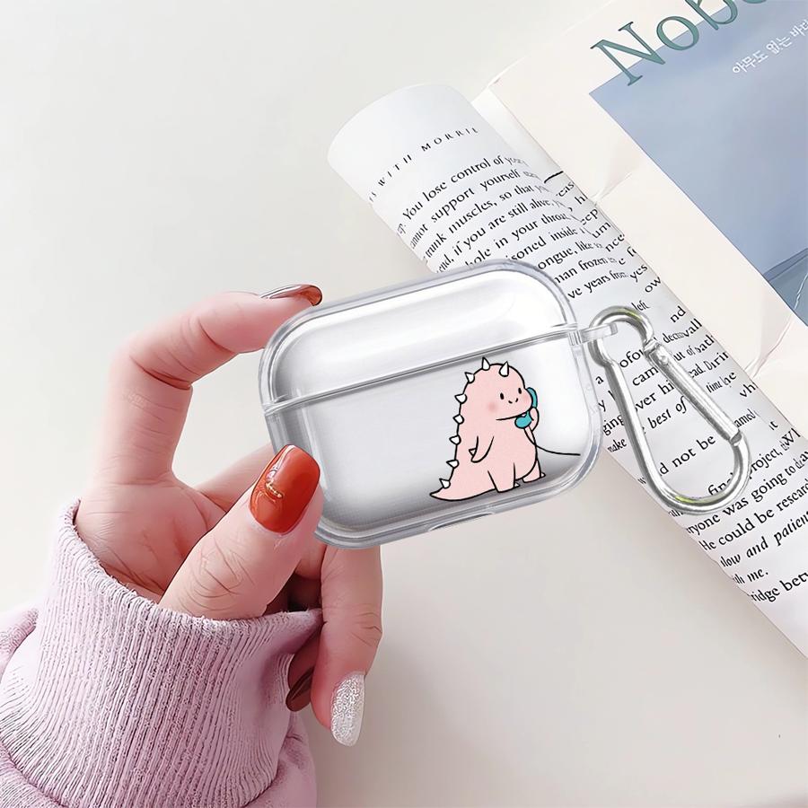 Чехол для наушников Airpods Pro3 Pro 1 4 2 3 Pro2 с изображением пары маленьких динозавров, прозрачный