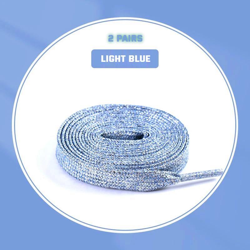 2 Pair Glitter White Shoelaces of Sneakers Colorful Shoelaces Metallic Shiny Gold Shoelace Silver Flat Shoe Laces Running Laces