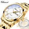 Fashion Watch Men Quartz Wristwatches Stainless Steel Strap Gold Blue Date Week Casual Watches for Men