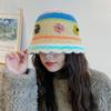 Женская осенне-зимняя теплая утолщенная защитная шапка для ушей из холодного бархата, вязаная шапка для бассейна, милая, цветочная полосатая, рыбацкая шапка