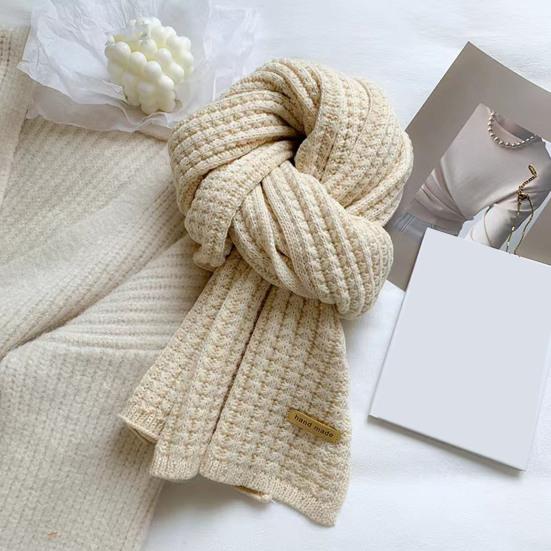 Winter Scarf Solid Color Thickened Warm Knitting Scarf Men Women Long Neck Wrap Garment Clothing Accessories