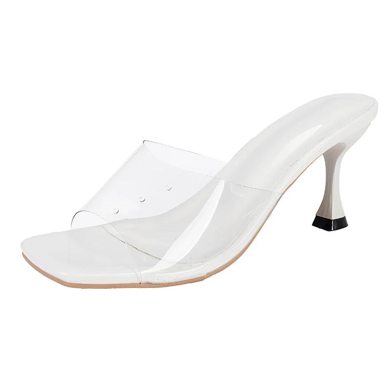 Summer Pumps Sandals PVC Jelly Slippers Open Toe High Heels Women Transparent Perspex Shoes Heel Clear