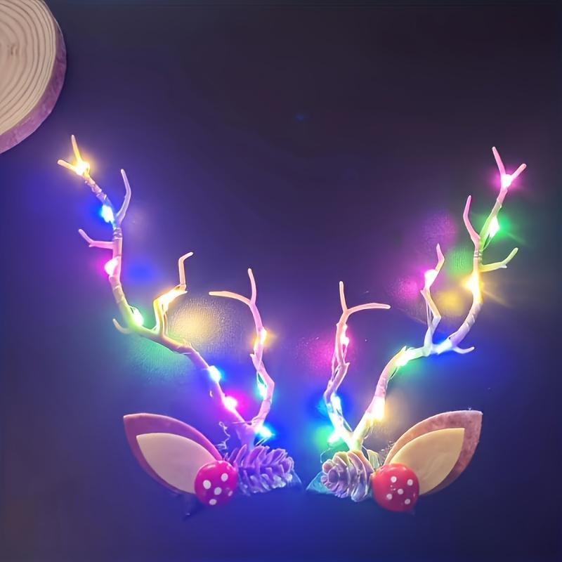 1 ПАРА Рождественская заколка для волос в виде лося, меняющая цвет, с регулируемыми тремя режимами освещения, костюм для переодевания, сценическое шоу, рождественский подарок
