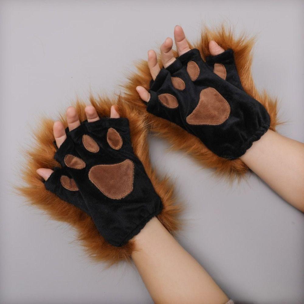 Plush Fingerless Gloves Lolita Cosplay Costume New Foxes Claws Mittens