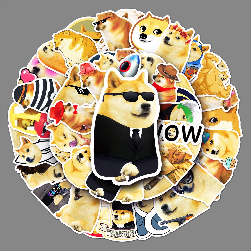 50 Граффити Доге Персонализированный Пародийный Набор Эмодзи Гука Сделай Сам Скейтборд Мобильные Наклейки-Билеты Водонепроницаемые