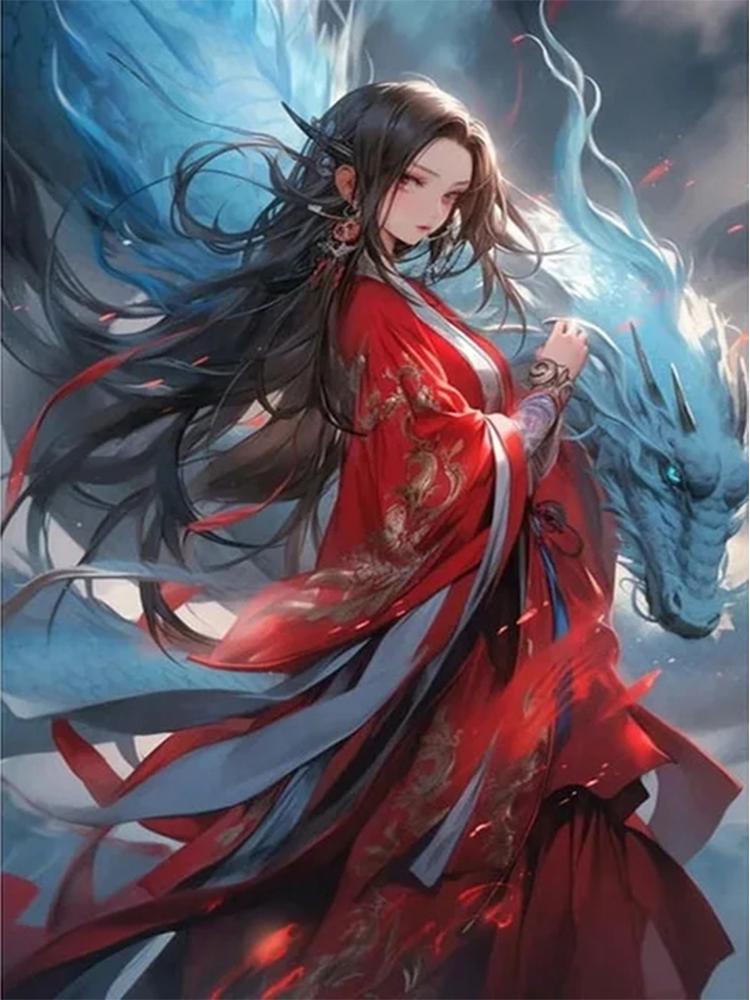 Алмазная картина с изображением женщин и драконов 5DDiy полная круглая квадратная мозаика крест вышитая картина с изображением животных украшение на стену