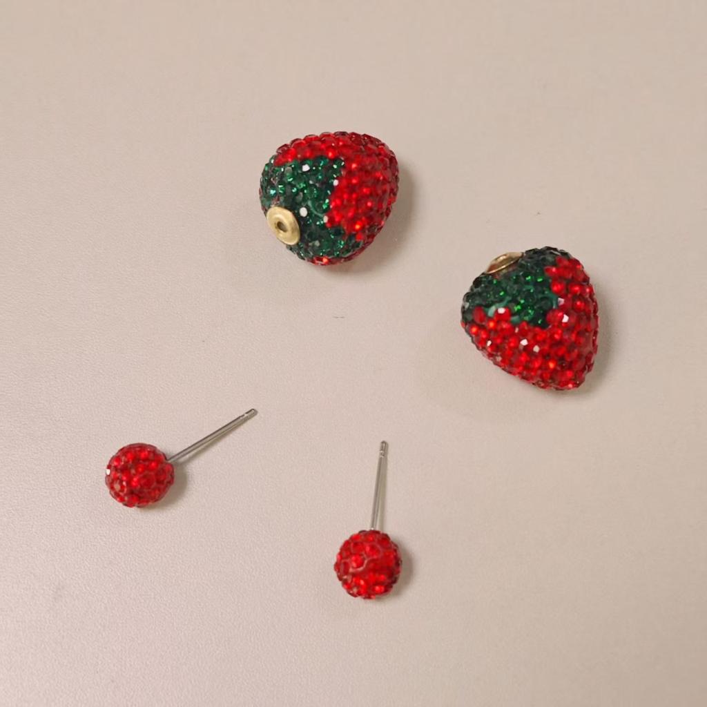 Новые роскошные серьги-пусеты с кристаллами для женщин, эффектные геометрические серьги в виде клубники, модные серьги-бринкос, милые свадебные украшения, подарки