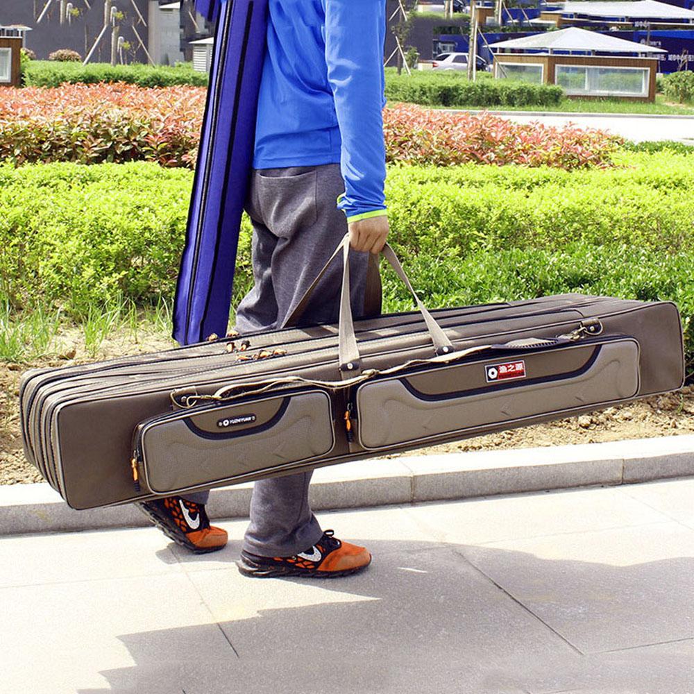 Multi-purpose Hard Steel 2/3/4 Layer Fishing Bag Fishing Rod Carrier Oxford Pole Tools Storage Bags Fishing Gear Case Organizer