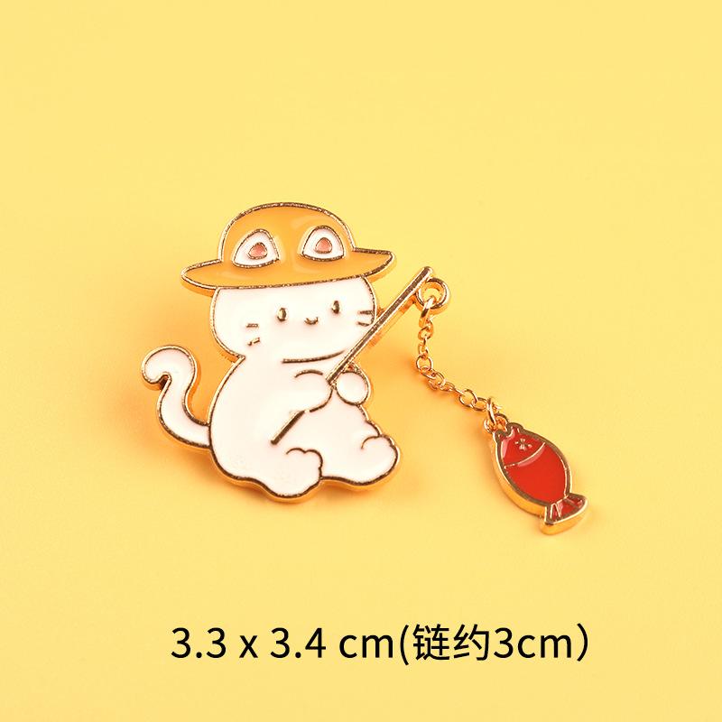 Новая мода креативный дизайн с котом для рыбалки металлическая эмалированная брошь мультфильм милое животное значок на булавке лучший друг подарок ювелирные аксессуары