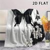 1Pc 2D FLAT Ink Black White Print Flannel Blanket,High quality Comfortable for All Seasons,Home Decor,Warmth and Comfort,Perfect for Christmas Gifts