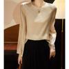 Micro-flare Sleeve Heavyweight Women's Top Women's Temperament Round Neck Gold Silk Shirt Loose Shirt