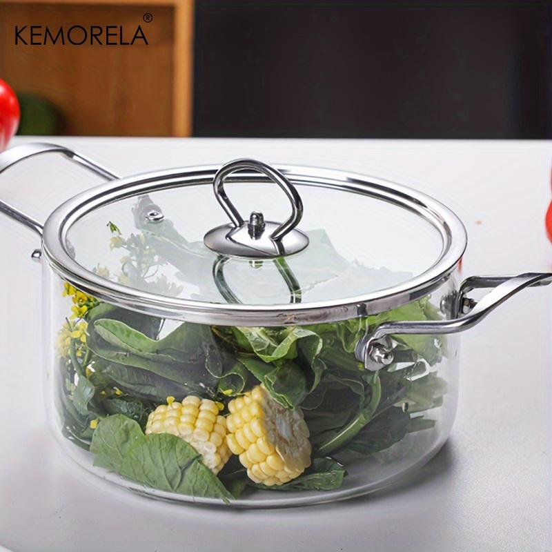 KEMORELA 1 шт. Стеклянная кастрюля 2,5 л/3,5 л Жаростойкая кастрюля для тушения Кастрюли с двумя ручками с крышкой для кастрюли Посуда из боросиликатного стекла