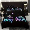 3-Piece Crown Letter Duvet Cover Set With 1 Duvet Cover And 2 Pillowcases Soft Breathable Hd Printing Bedding For Home And Dorm