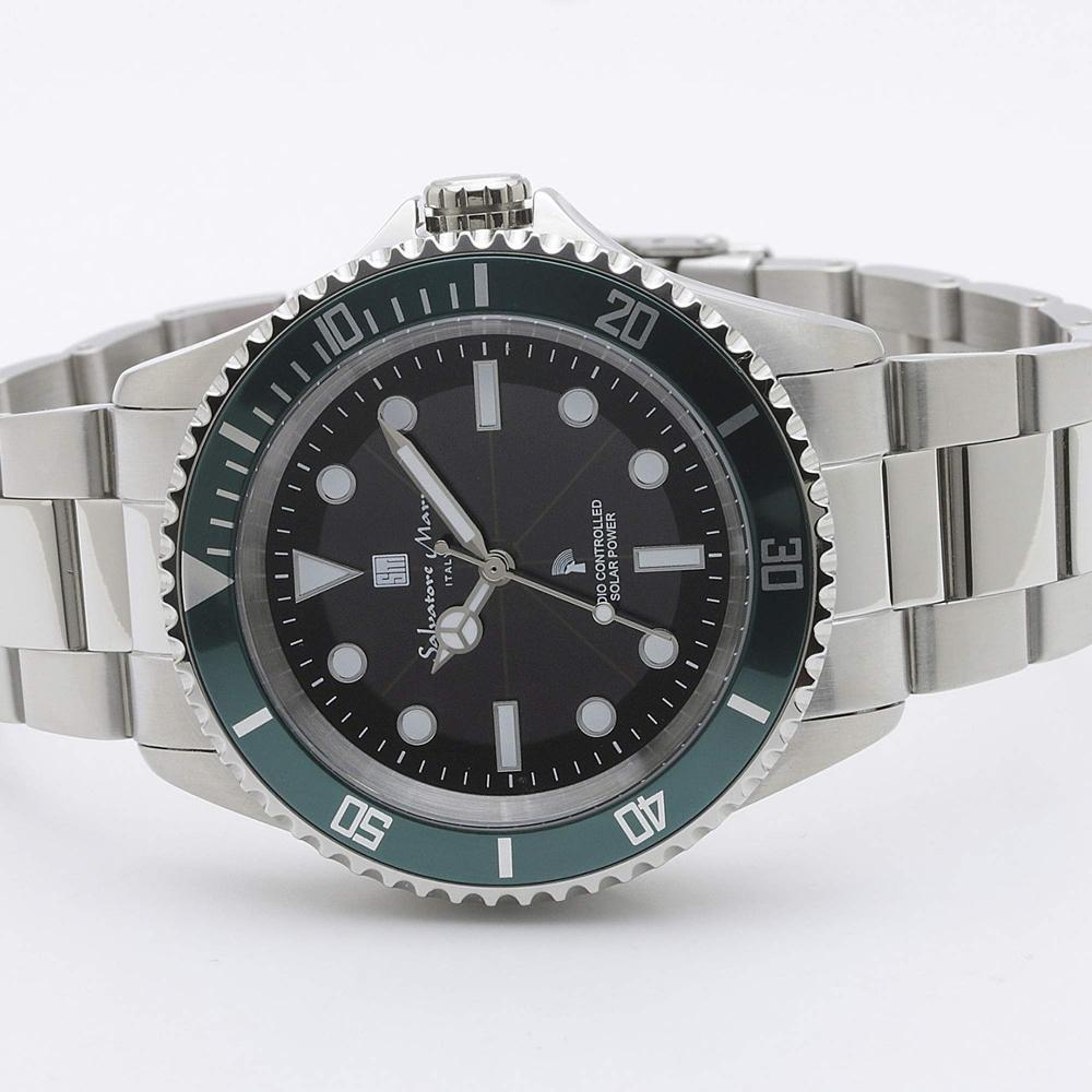 Salvatore Marra Мужские часы радио солнечные бизнес популярный стильный бренд водонепроницаемый подарок черная ткань в комплекте SSBKGR