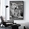 Скандинавский холст, картина, черно-белые львы, объятия, плакат и принт, настенные художественные фотографии для украшения гостиной, Cuadros