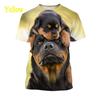 Летняя футболка с милой собакой-ротвейлером и 3D принтом, повседневная забавная уличная футболка, модная рубашка унисекс с короткими рукавами