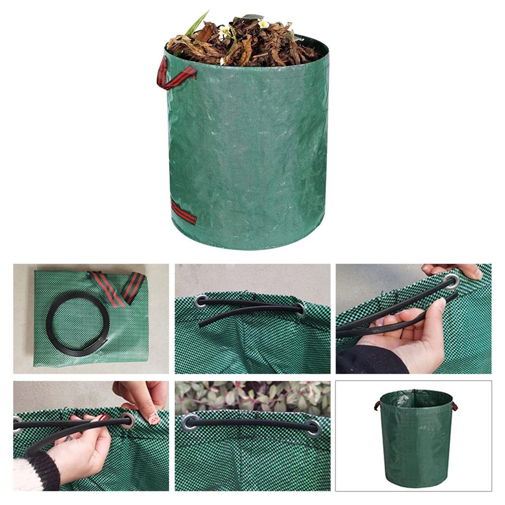Foldable Garden Waste Bag Large Capacity Reusable Trash Storage Container Waterproof PP Woven Bag 100/200/300/400/500L