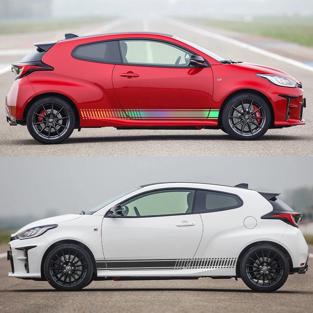 Комплект боковых наклеек на двери автомобиля для TOYOTA YARIS Авто Наклейки Сделай сам Стайлинг Виниловая пленка Водонепроницаемые наклейки Аксессуары для экстерьера автомобиля