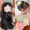 Новинка 2024 года, заколка для волос с большим цветком, модная шифоновая челка, заколки для волос, детские головные уборы для девочек, аксессуары для волос на отдыхе