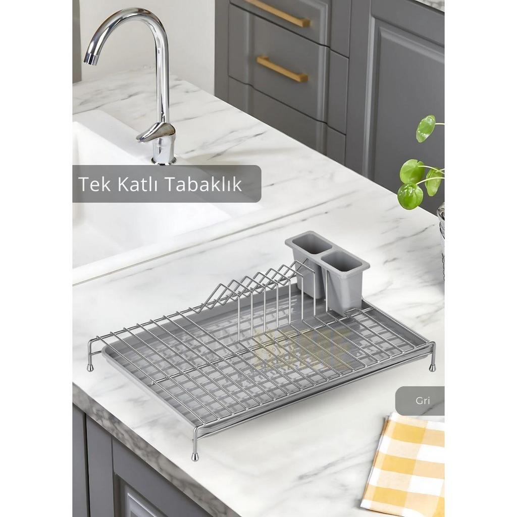 Одноярусная сушилка для посуды настольная подставка для тарелок BPA FREE корзина для посуды серая