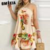 Women's Fashion Summer Spring Solid Color Print Sleeveless V-Neck Off-the-shoulder Halter Strap Loose Casual Dresses