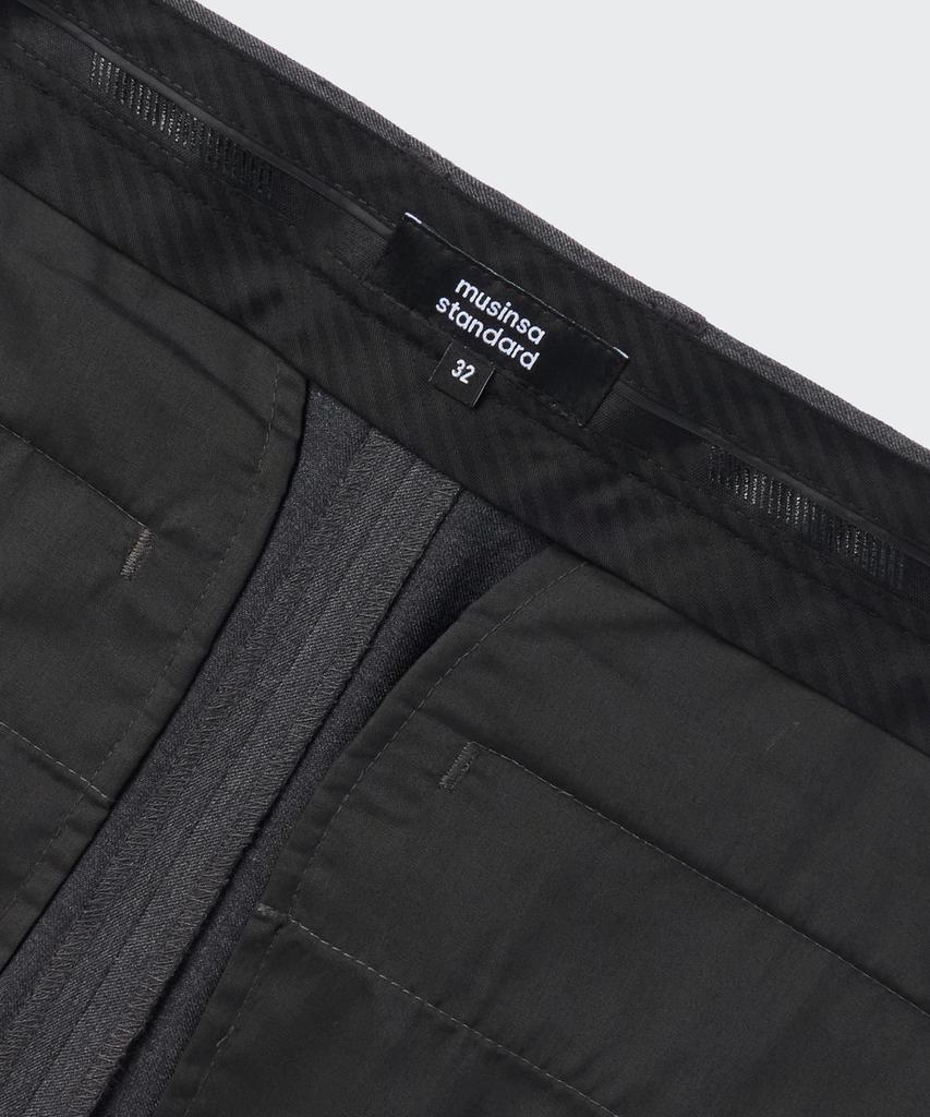 MUSINSA STANDARD Deep Tuck Overlap Wide Hidden Banding Slacks [Medium Gray]