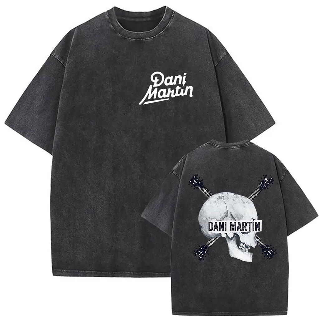 Rapper Dani Martin Lo Que Me De La Gana Tour Vintage Washed T Shirts Men Women Pop Fans Fashion Clothing Oversized Tshirt