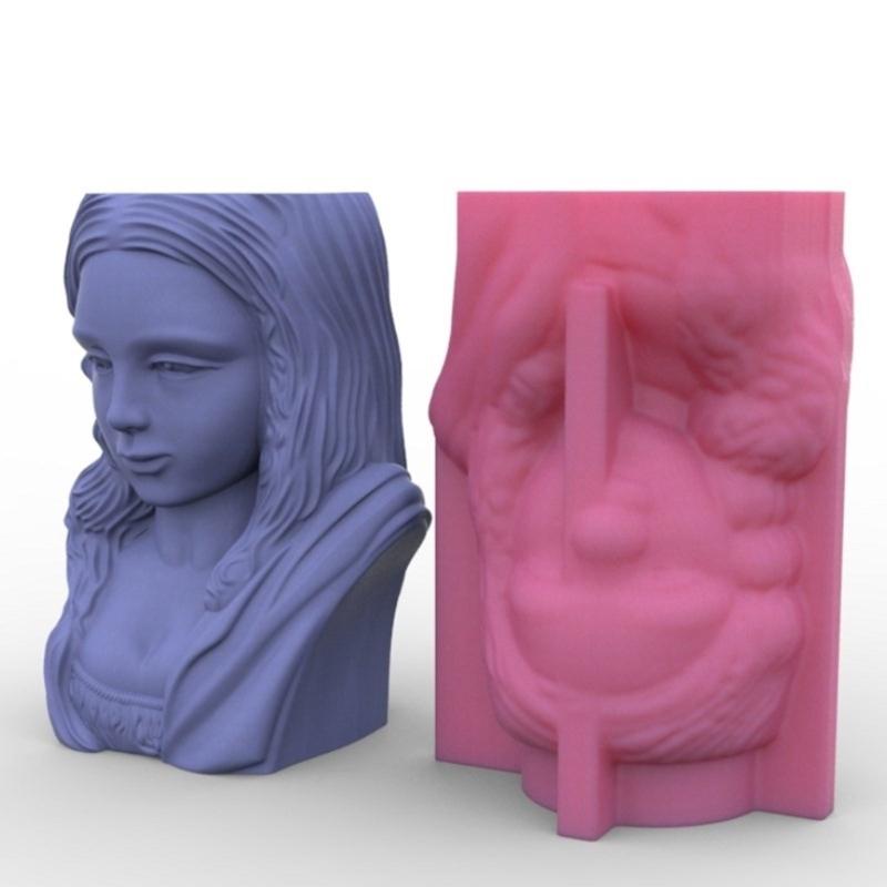 Силиконовые формы для лепки из глины, формы для цветочных горшков, силиконовые формы в форме девочки для подставок для ручек, для суккулентных плантаторов, подставка для ручек в виде цветочного горшка