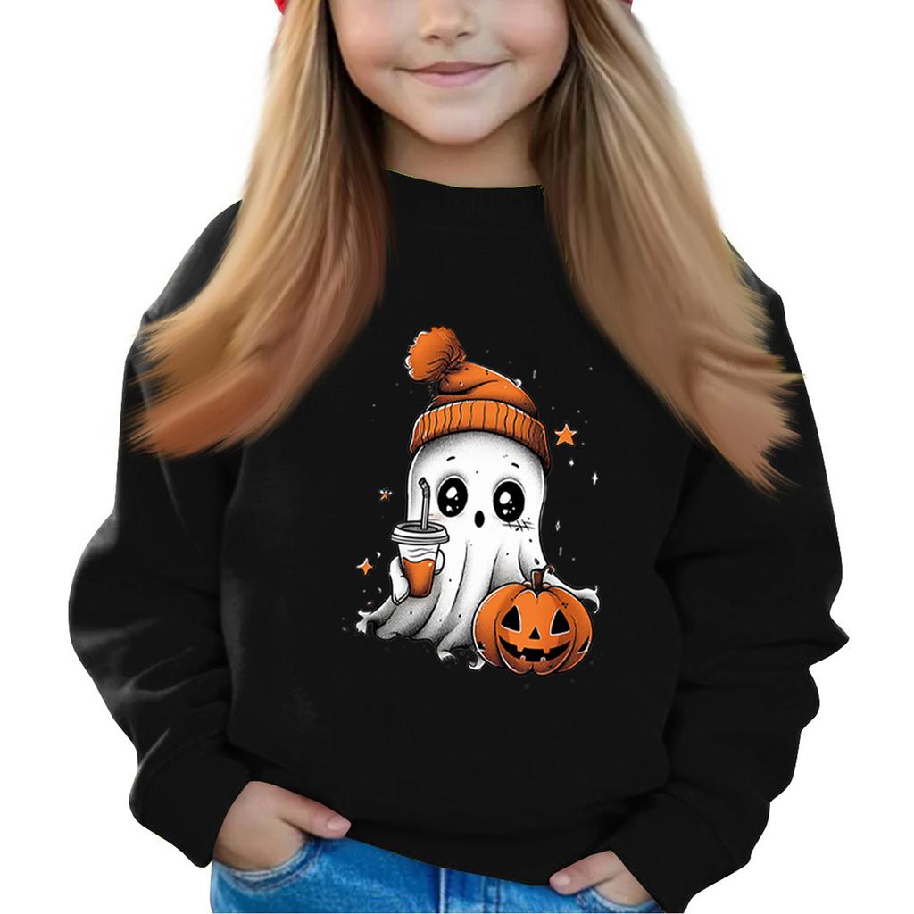 Halloween Day Girls Round Neck Pullovers For Kids Printed Baby Tops