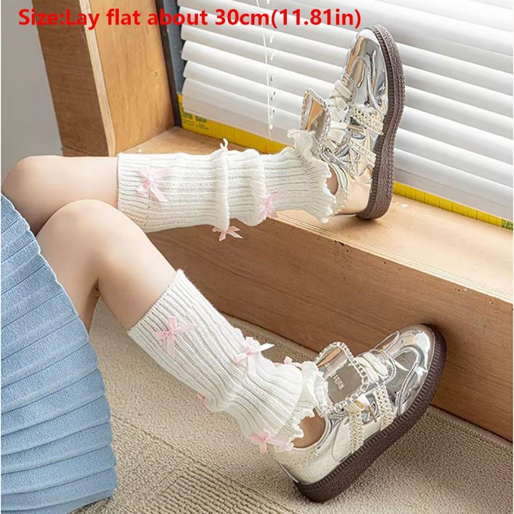 Bow Children's Sock Covers Knitted Warm Leg Warmers Sweet Knitted Sock