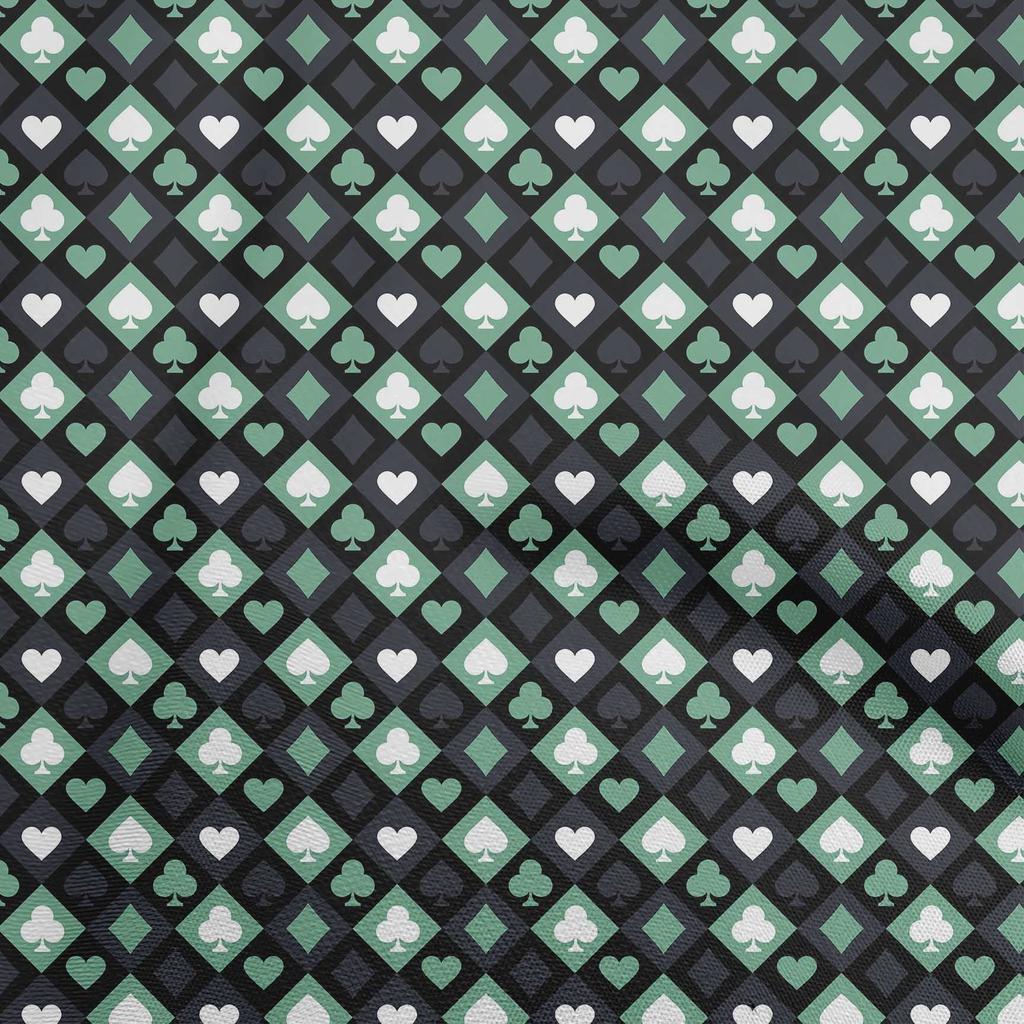 oneOone Cotton Flex Dusty Teal Green Fabric Poker Card Quilting Supplies Print Sewing Fabric By The Yard 40 Inch
