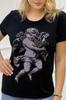 Женская стильная футболка большого размера, черная стильная хлопковая футболка с круглым вырезом и рисунком ангела, хрусталя и камня