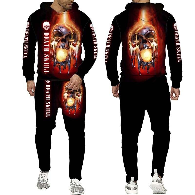 Мужской свитшот с капюшоном в стиле панк с 3d принтом, комплект осенне-зимней мужской спортивной одежды, спортивный костюм больших размеров, мужская одежда, костюм