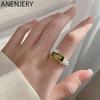 Elegant Square Green Zircon Open Rings for Women Luxury Open Finger Rings Jewelry