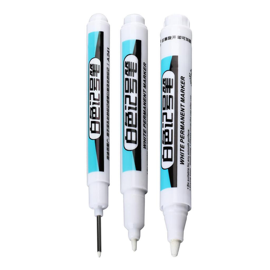 4 Pcs White Markers Paint Pens Oil-based Markers Long Tip Marker Permanent Markers for Rock Tire Glass Metal Painting