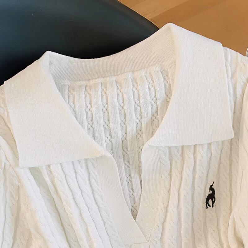 Women's Embroidered Lapel Knitted Top