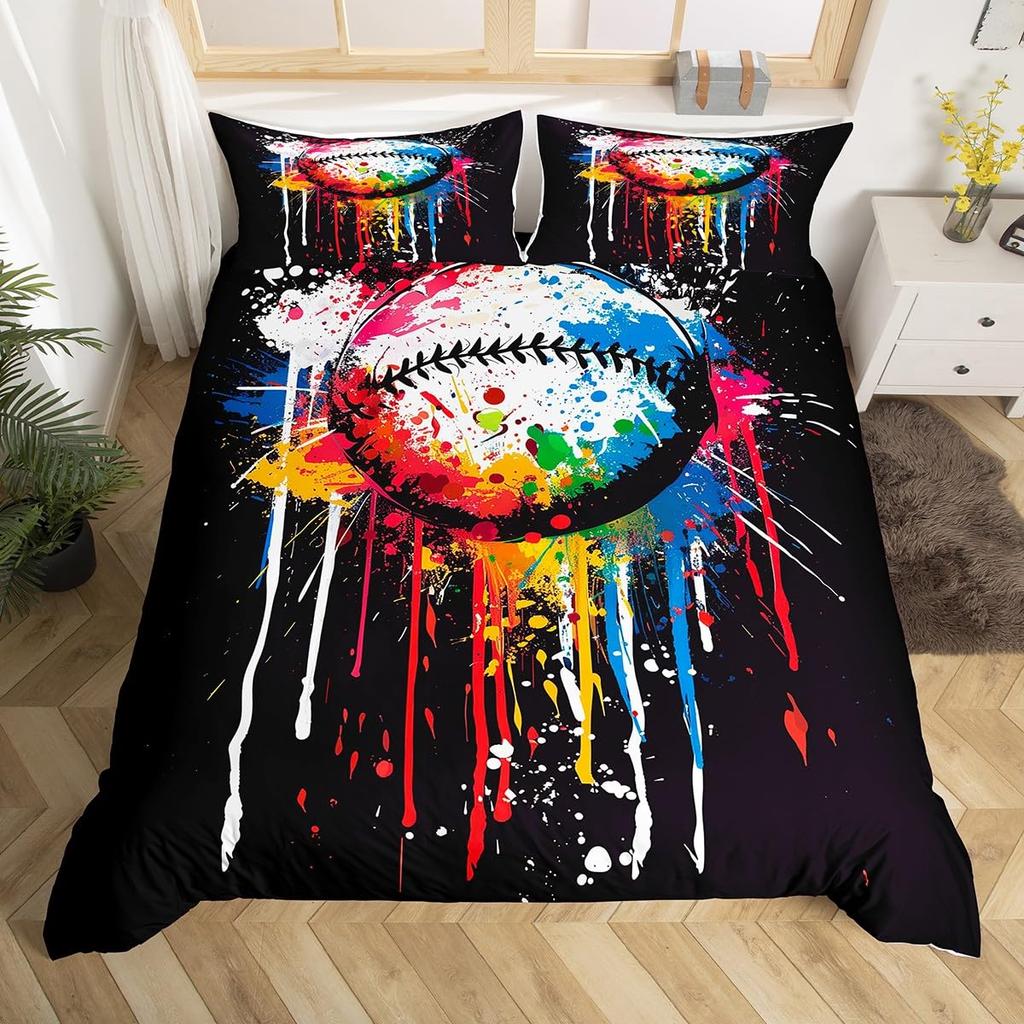 Пододеяльник для хоккейного стадиона, Постельный комплект для хоккея с шайбой, Чехол для одеяла с граффити хоккеиста, Зимнее мероприятие по командным видам спорта, Чехол для одеяла