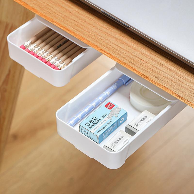 Hidden Storage Box In Table Self Stick Table Storage Drawer Organizer Box Home Office Pencil Tray Under Desk Storage Drawer
