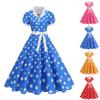 Women's Polka Dot Shirt V Collar French Retro Dress