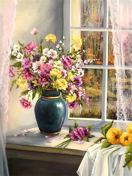 5D Алмазная Картина Новые Поступления Цветочное Окно Домашний Декор Полная Квадратная Круглая Вышивка Мозаика Пейзаж Настенное Искусство