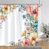 Beautiful Botanical Floral Shower Curtain Watercolour Painting Art Creative Vintage Style Polyester Bath Curta Bathroom Decor