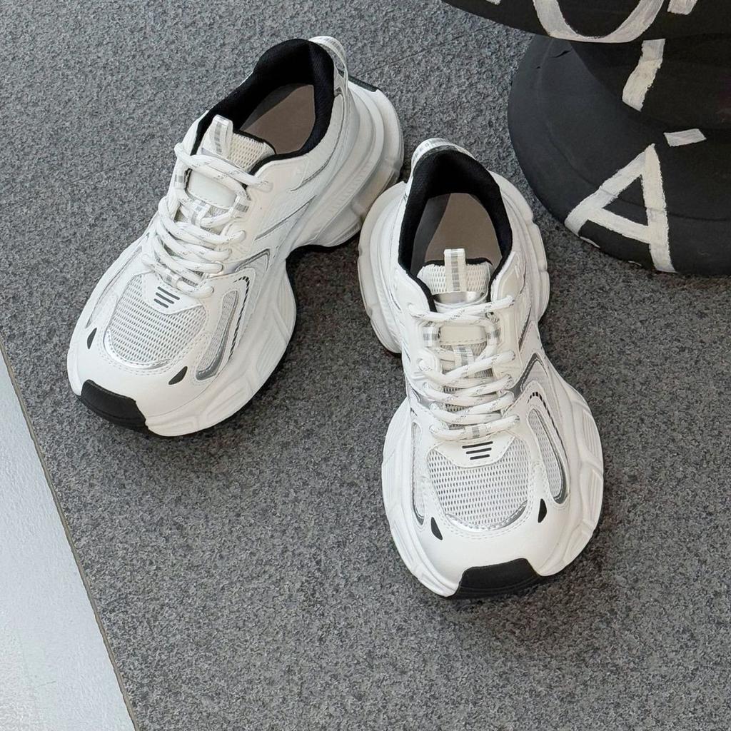 Summer Thin Dad Shoes Women's New Versatile Leather Thick-soled Single Mesh Breathable Casual Sports Shoes Tide