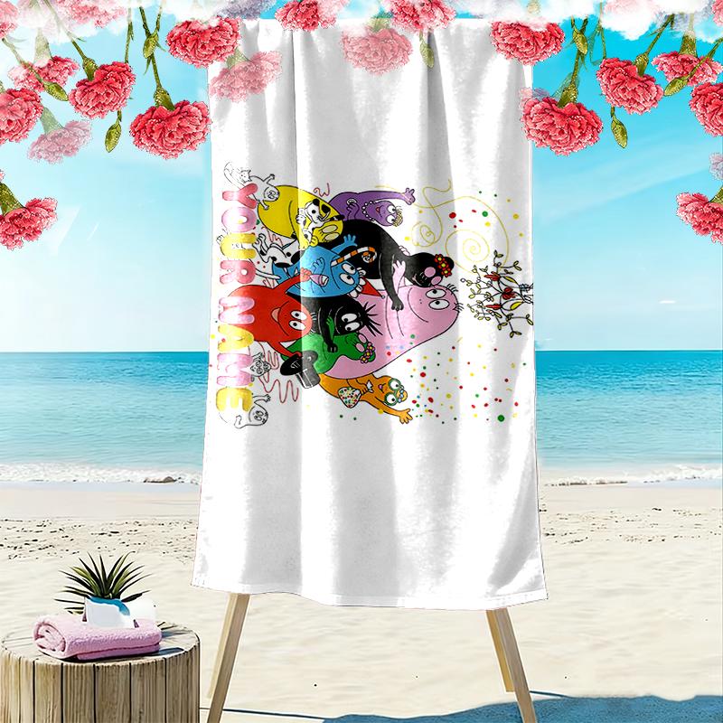 Custom Name,Barbapapa Print Beach Towel, Large Soft Quick Dry Towel for Beach Camping Swimming