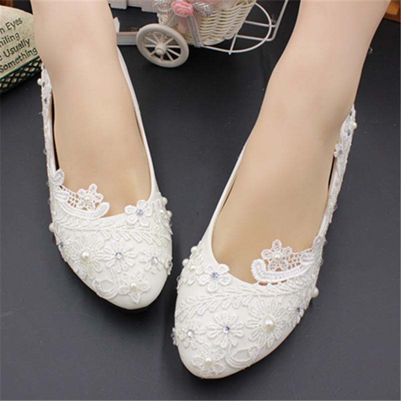 Новое поступление свадебных и подружек невесты на низком каблуке для женщин - Белый