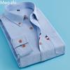 Мужская рубашка-оксфорд, повседневная деловая рубашка с длинным рукавом, облегающие мужские рубашки M-5XL, однотонные однотонные рубашки