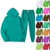 Mens Hooded Sports Tracksuit Unisex Two-Piece Running Outfits Long Sleeve Pullover Hoodies Sweatshirt+Sweatpants Set